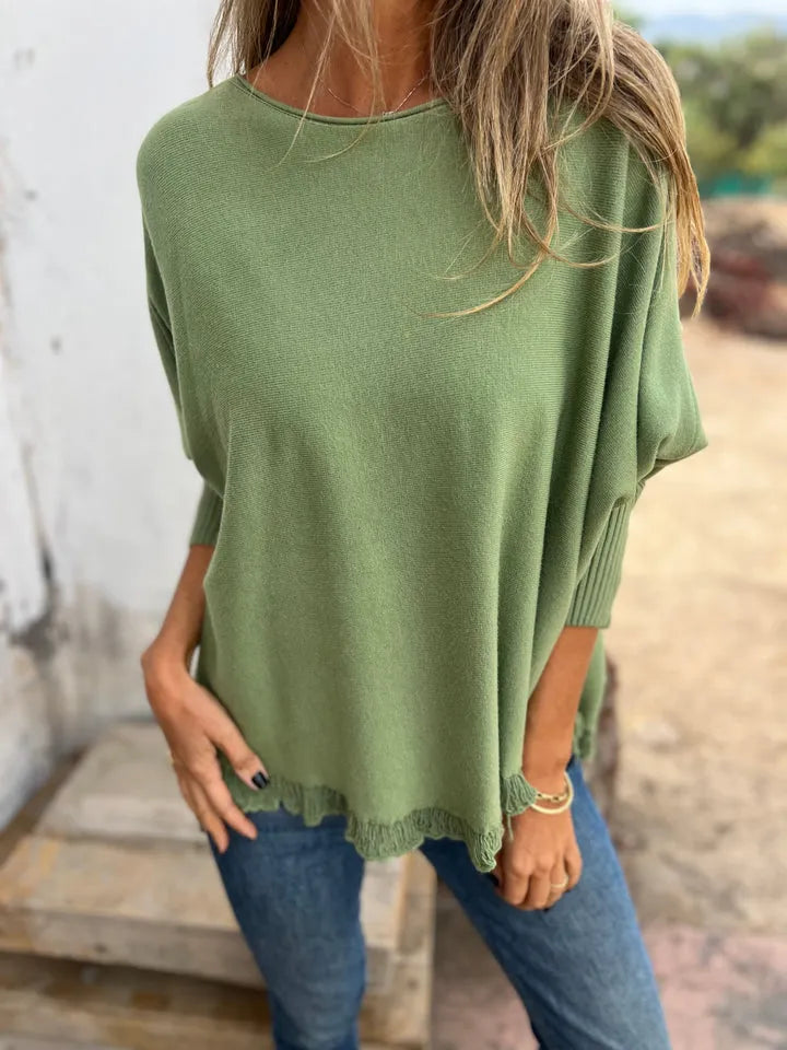 Women's New Loose Raw Edge Knitted Sweater